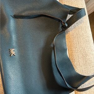 Michael Kors Blue Shoulder Bag with Textured Leather and Metallic Detail